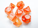 Dice - Chessex - Polyhedral Set (8 ct.) - 16mm - Lab Dice - Borealis - Blood Orange/White