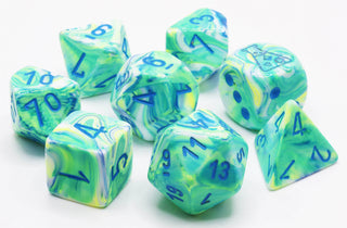 Dice - Chessex - Polyhedral Set (8 ct.) - 16mm - Lab Dice - Festive - Garden/Blue