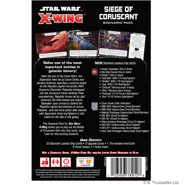 Star Wars X-Wing (2nd Edition) - Siege of Coruscant Scenario Pack