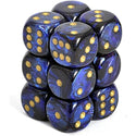 Dice - Chessex - D6 Set (12 ct.) - 16mm - Scarab - Royal Blue/Gold