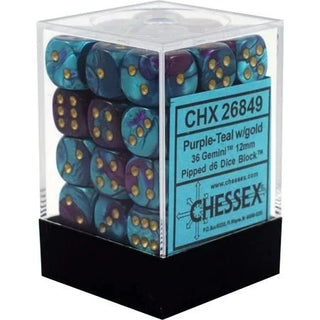 Dice - Chessex - D6 Set (36 ct.) - 12mm - Gemini - Purple Teal/Gold