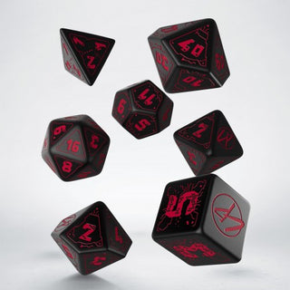 Dice - Q-Workshop - Polyhedral Set (7 ct.) - 16mm - Cyberpunk Red Dice Set - Blood Over Chrome