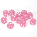 Dice - Chessex - D6 Set (12 ct.) - 16mm - Frosted - Pink/White