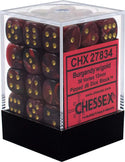 Dice - Chessex - D6 Set (36 ct.) - 12mm - Vortex - Burgundy/Gold