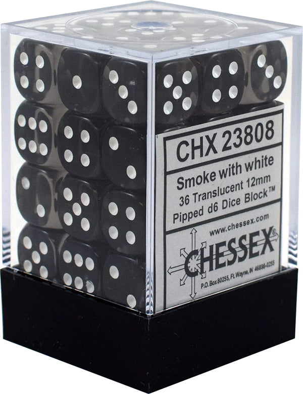Dice - Chessex - D6 Set (36 ct.) - 12mm - Translucent - Smoke/White