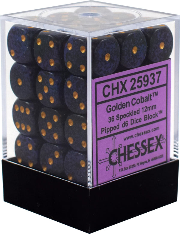 Dice - Chessex - D6 Set (36 ct.) - 12mm - Speckled - Golden Cobalt