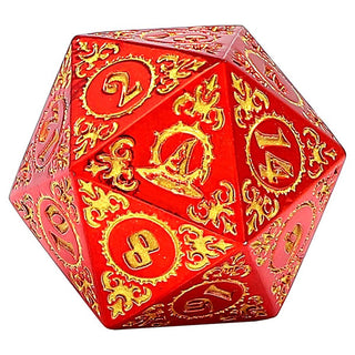 Dice - Hymgho - Polyhedral Set (7 ct.) - 16mm - Solid Metal - Red with Gold - Wizard