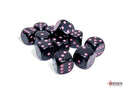 Dice - Chessex - D6 Set (12 ct.) - 16mm - Opaque - Black/Pink