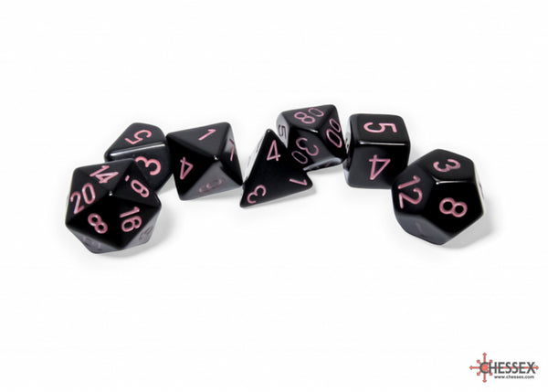 Dice - Chessex - Polyhedral Set (7 ct.) - 16mm - Opaque - Black/Pink