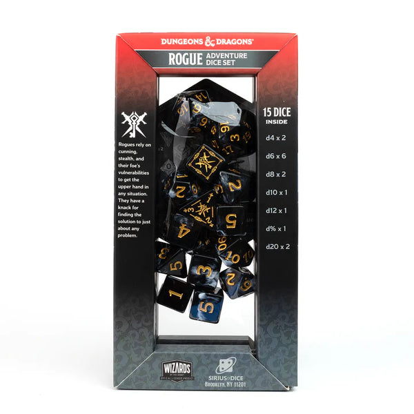 Dice - Sirius - Polyhedral RPG Set (15 ct.) - 16mm - Adventure Dice - Rogue Black