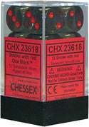 Dice - Chessex - D6 Set (12 ct.) - 16mm - Translucent - Smoke/Red