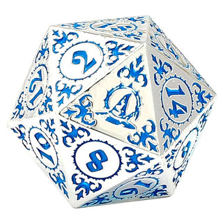 Dice - Hymgho - Polyhedral Set (7 ct.) - 16mm - Solid Metal - Silver with Blue - Wizard