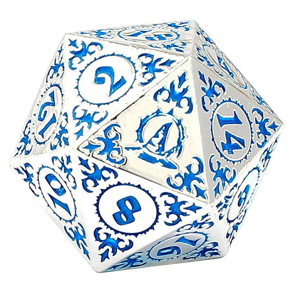 Dice - Hymgho - Polyhedral Set (7 ct.) - 16mm - Solid Metal - Silver with Blue - Wizard