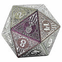 Dice - Hymgho - Polyhedral Set (7 ct.) - 16mm - Solid Metal - Glitter Purple with Silver - Bard