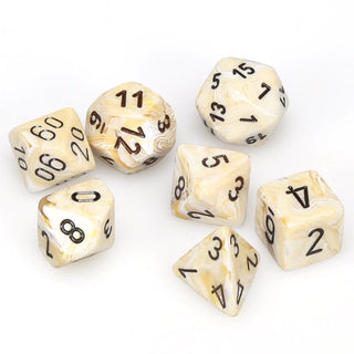 Dice - Chessex - Polyhedral Set (7 ct.) - 16mm - Marble - Ivory/Black