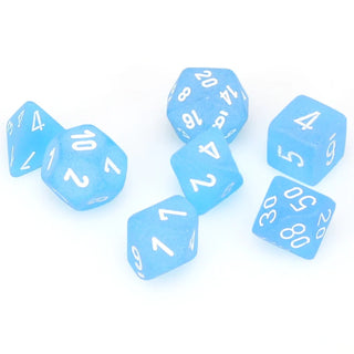 Dice - Chessex - Polyhedral Set (7 ct.) - 16mm - Frosted - Caribbean Blue/White