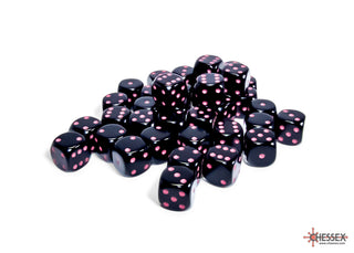 Dice - Chessex - D6 Set (36 ct.) - 12mm - Opaque - Black/Pink