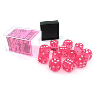 Dice - Chessex - D6 Set (12 ct.) - 16mm - Translucent - Pink/White