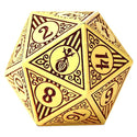 Dice - Hymgho - Polyhedral Set (7 ct.) - 16mm - Solid Metal - Dark Cream with Brown - Bard