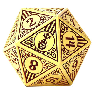 Dice - Hymgho - Polyhedral Set (7 ct.) - 16mm - Solid Metal - Dark Cream with Brown - Bard