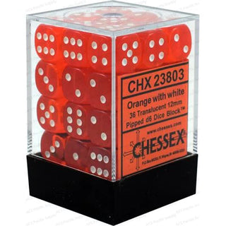 Dice - Chessex - D6 Set (36 ct.) - 12mm - Translucent - Orange/White