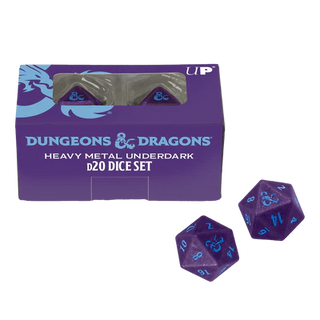 Dice - Ultra Pro - D20 Set (2 ct.) - Heavy Metal - Dungeons & Dragons - Underdark (Royal Purple/Sky Blue)