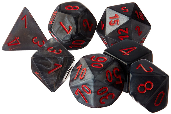 Dice - Chessex - Polyhedral Set (7 ct.) - 16mm - Velvet - Black/Red