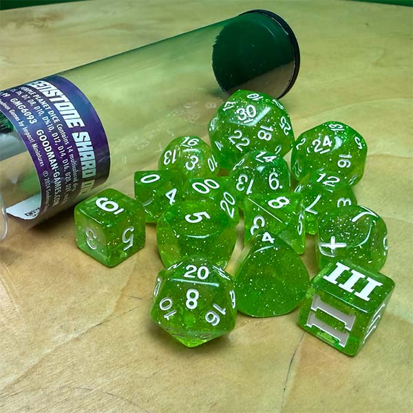 Dice - Goodman Games - Polyhedral RPG Set (14 ct.) - Greenstone Shards