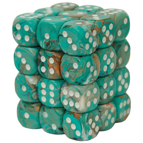 Dice - Chessex - D6 Set (36 ct.) - 12mm - Marble - Oxi Copper