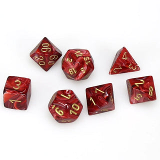 Dice - Chessex - Polyhedral Set (7 ct.) - 16mm - Vortex - Burgundy/Gold