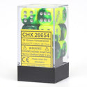 Dice - Chessex - D6 Set (12 ct.) - 16mm - Gemini - Green Yellow/Silver