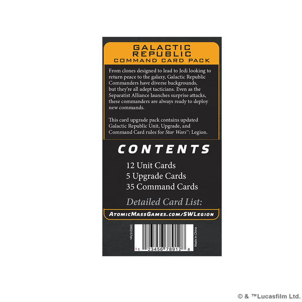 Star Wars Legion - Galactic Republic Command Card Pack