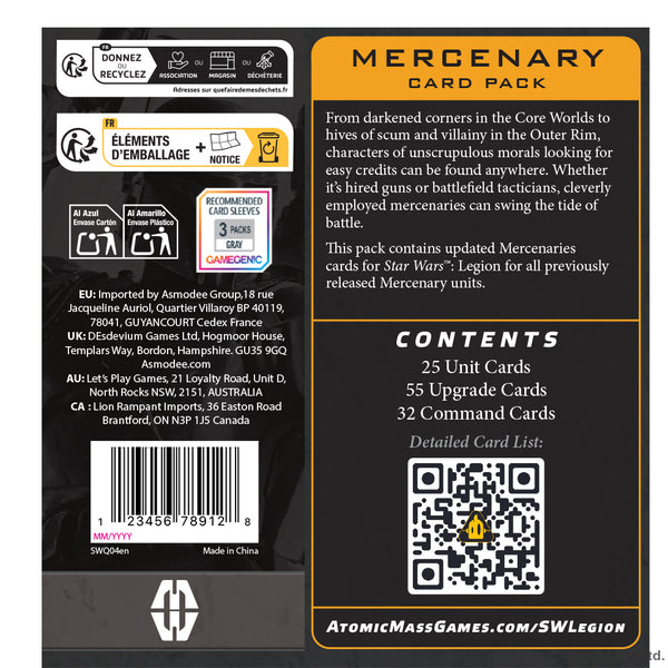 Star Wars Legion - Mercenary Card Pack