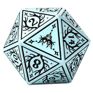 Dice - Hymgho - Polyhedral Set (7 ct.) - 16mm - Solid Metal - Cyan with Black - Druid