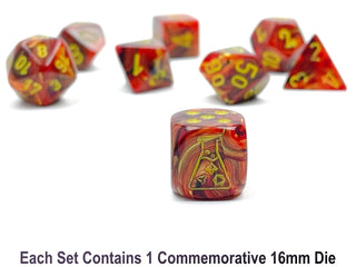 Dice - Chessex - Polyhedral Set (8 ct.) - 16mm - Lab Dice - Vortex - Underworld/Yellow