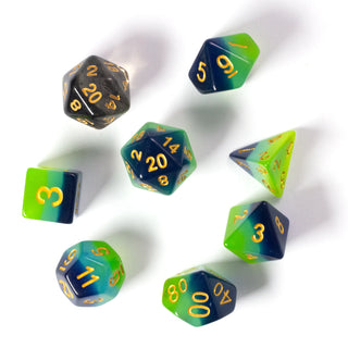 Dice - Sirius - Polyhedral RPG Set (8 ct.) - 16mm - Green, Blue Translucent