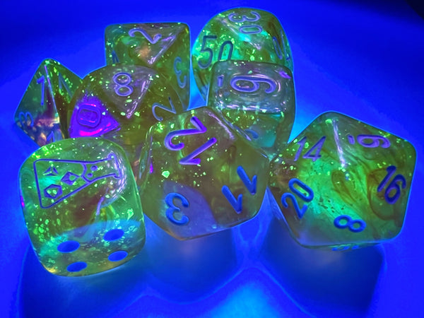 Dice - Chessex - Polyhedral Set (8 ct.) - 16mm - Lab Dice - Borealis - Canary/White