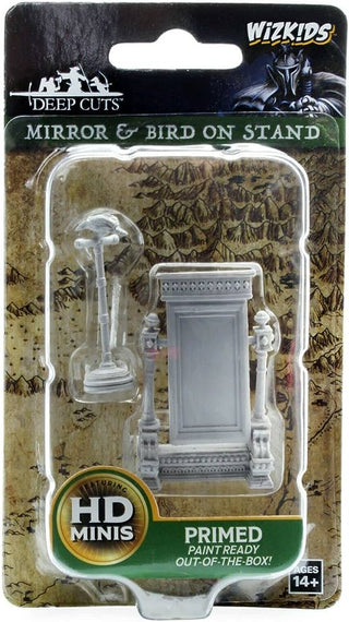 WizKids Deep Cuts Unpainted Miniatures - Mirror & Bird on Stand