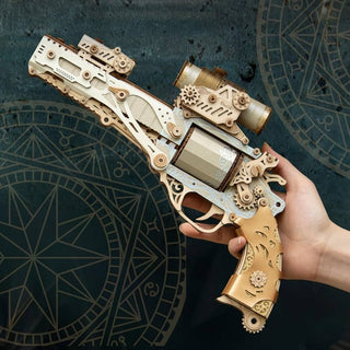 Steampunk Revolver - White - 3D Wooden Puzzle