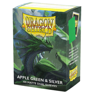 Deck Sleeves - Dragon Shield - Matte Dual - Apple Green & Silver (100 Ct.)