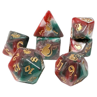 Dice - Black Oak Workshop - Polyhedral Set (7 ct.) - 19mm - Kitty Clacks - Lucky