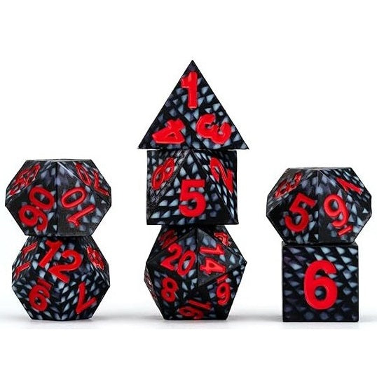 Dice - FanRoll - Polyhedral Set (7 ct.) - 16mm - Silicone - Black Dragon Scales