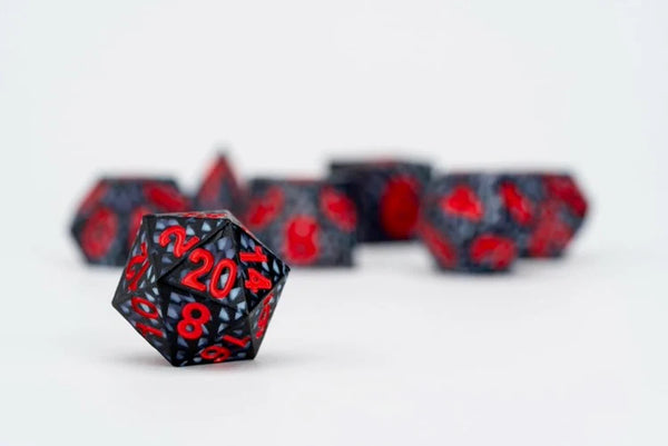 Dice - FanRoll - Polyhedral Set (7 ct.) - 16mm - Silicone - Black Dragon Scales