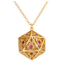 Dice - Hymgho - Dragon's Eye D20 Necklace - Gold with Ruby Gems