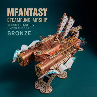 MFantasy Airship - Steampunk Airship - 20,000 Leagues Under the Sea - Bronze - 3D Wooden Puzzle