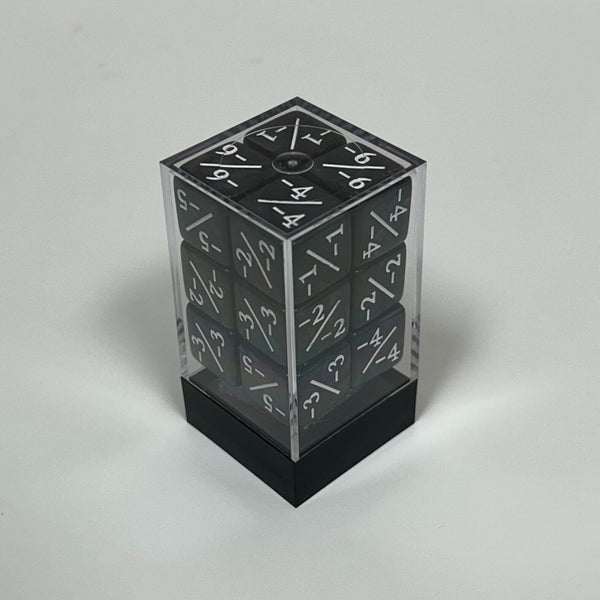 Dice - D6 Set (12 ct.) - 16mm - Negative Counters - Black Smoke
