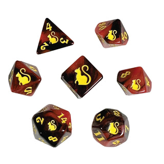 Dice - Black Oak Workshop - Polyhedral Set (7 ct.) - 19mm - Kitty Clacks - Lucipurr