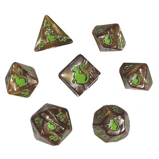 Dice - Black Oak Workshop - Polyhedral Set (7 ct.) - 19mm - Kitty Clacks - Hazel