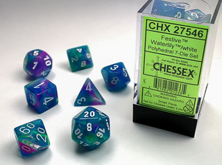 Dice - Chessex - Polyhedral Set (7 ct.) - 16mm - Festive - Waterlily/White