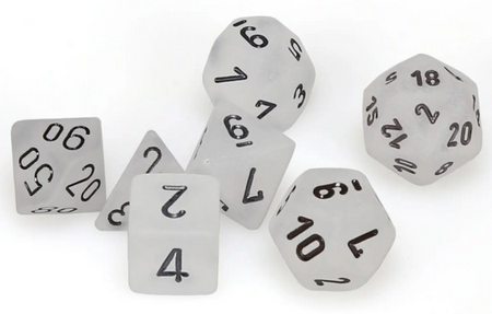 Dice - Chessex - Polyhedral Set (7 ct.) - 16mm - Frosted - Clear/Black